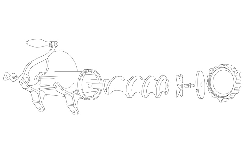 Technical Illustration Large Meat Grnider