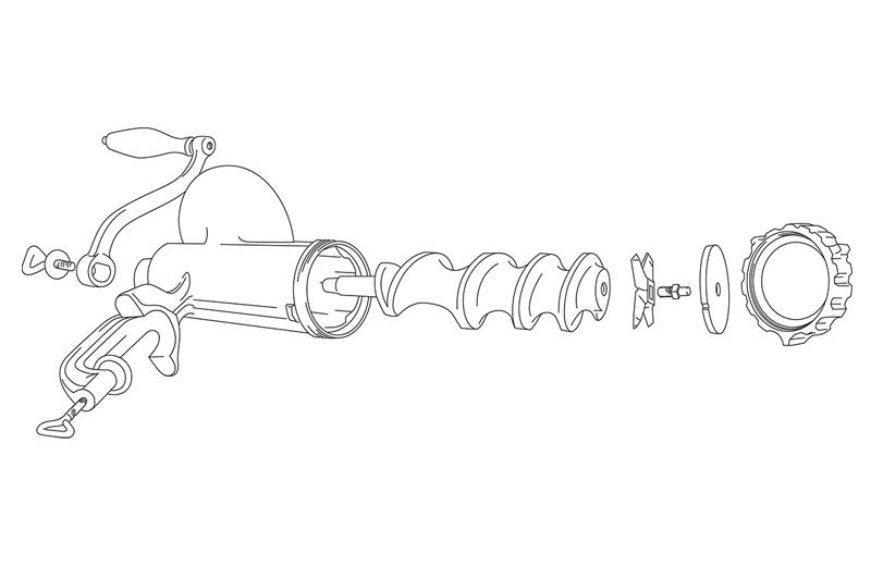 Technical Illustration Small Meat Grnider